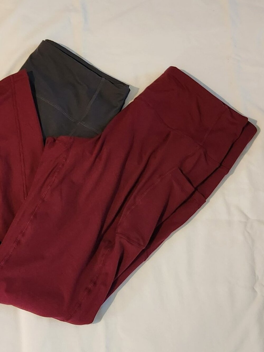 Lot of two legging/yoga pants sz XL burgundy & charcoal gray VGUC